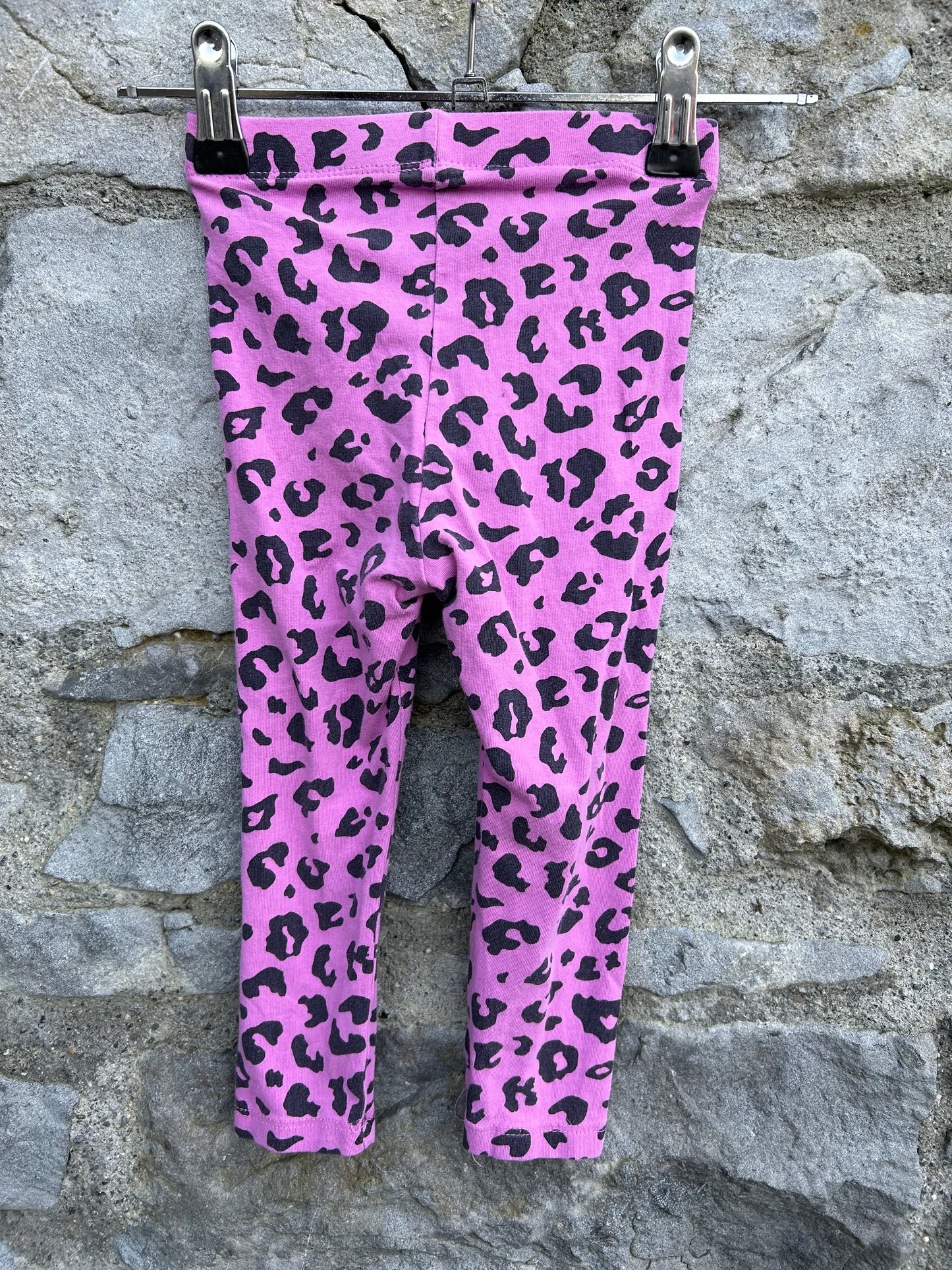 Pink leopard print leggings   12-18m (80-86cm)