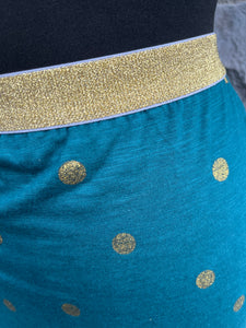 Teal gold dots skirt uk 6-8