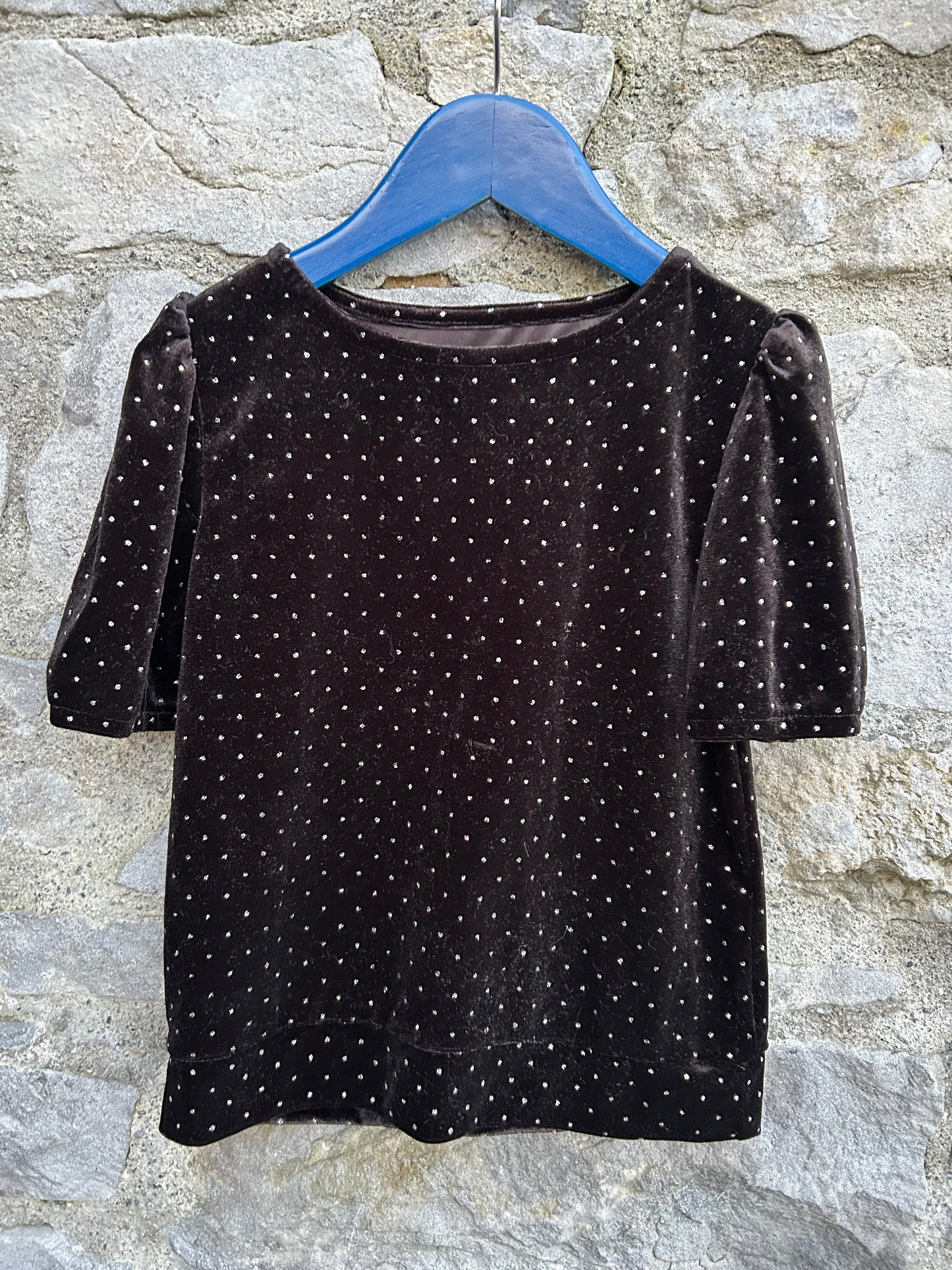Spotty black velvet top 6-7y (116-122cm)