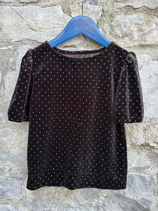 Spotty black velvet top 6-7y (116-122cm)