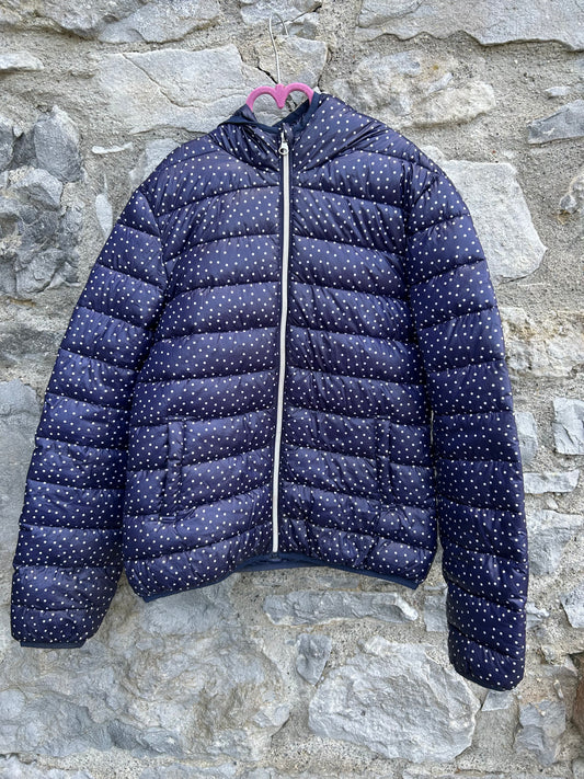 Spotty navy puffy jacket  11-12y (146-152cm)