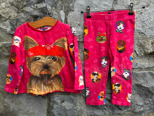 Doggies pink top&leggings 3-4y (98-104cm)