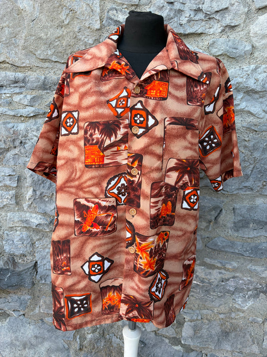 90s brown palm trees shirt Large