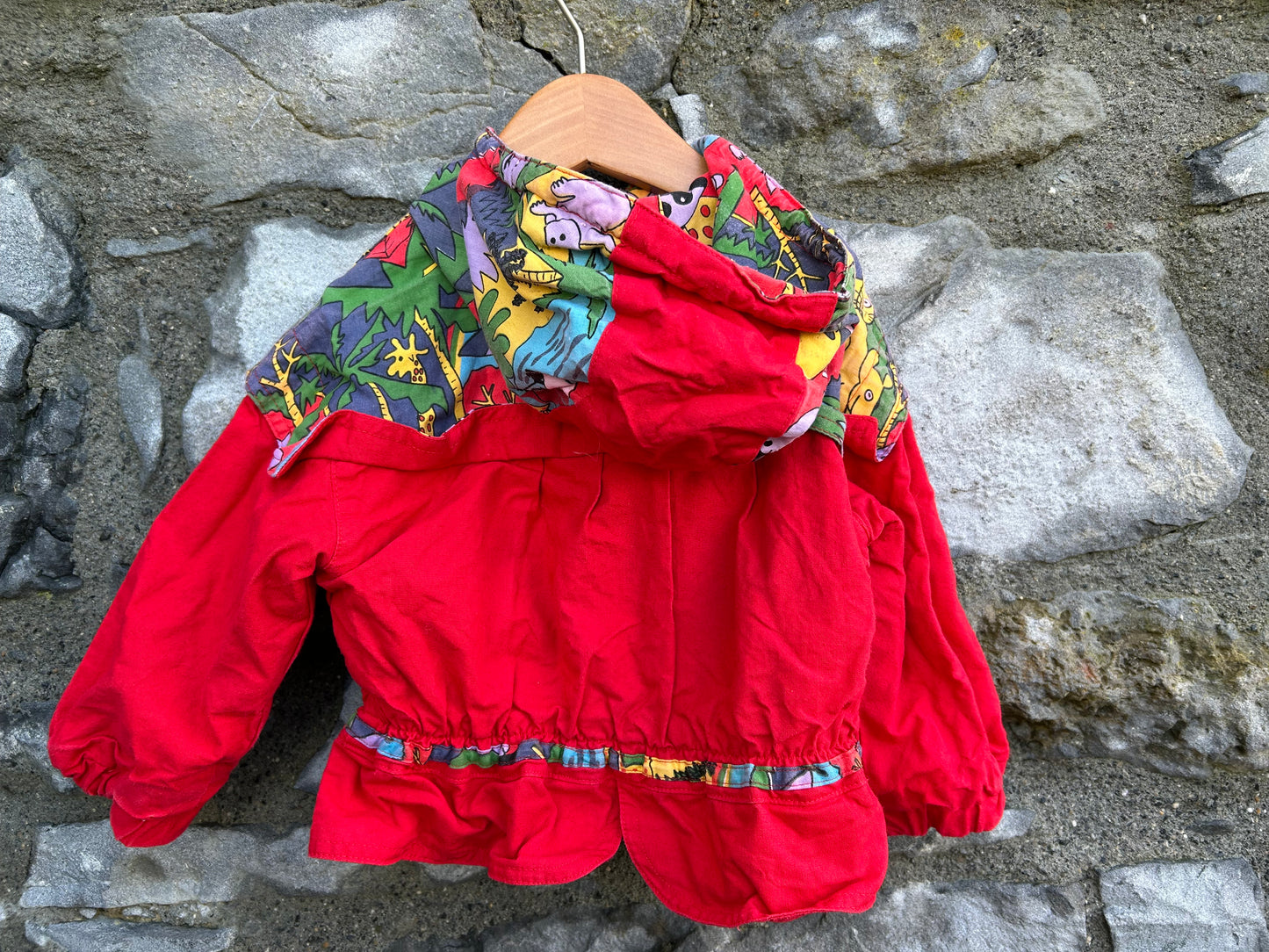 80s jungle animals red jacket   12-18m (80-86cm)