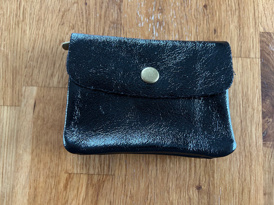 Small black leather purse