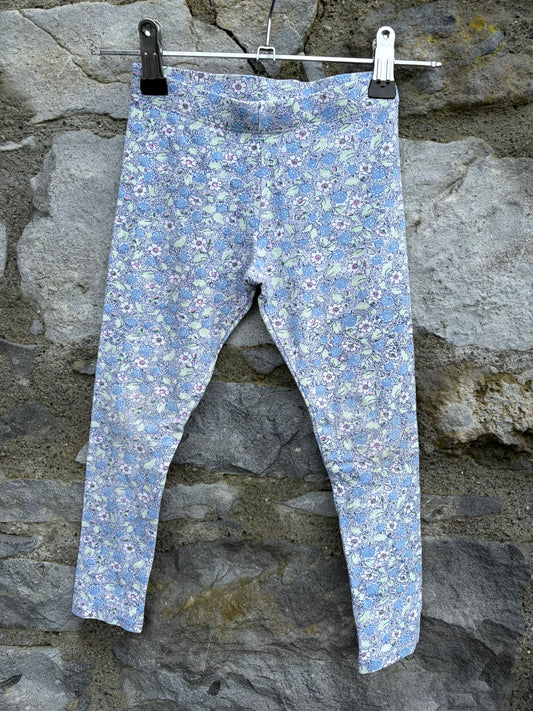 Blue floral&berries leggings  3-4y (98-104cm)