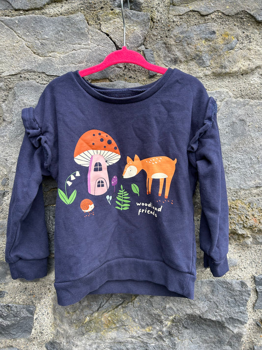 Forest animals navy sweatshirt  2-3y (92-98cm)