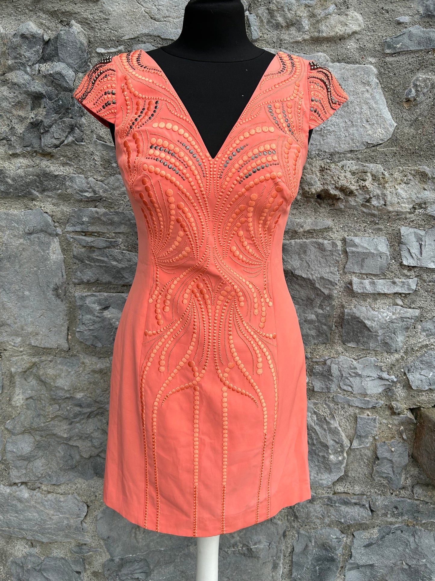 Orange beaded dress uk 8