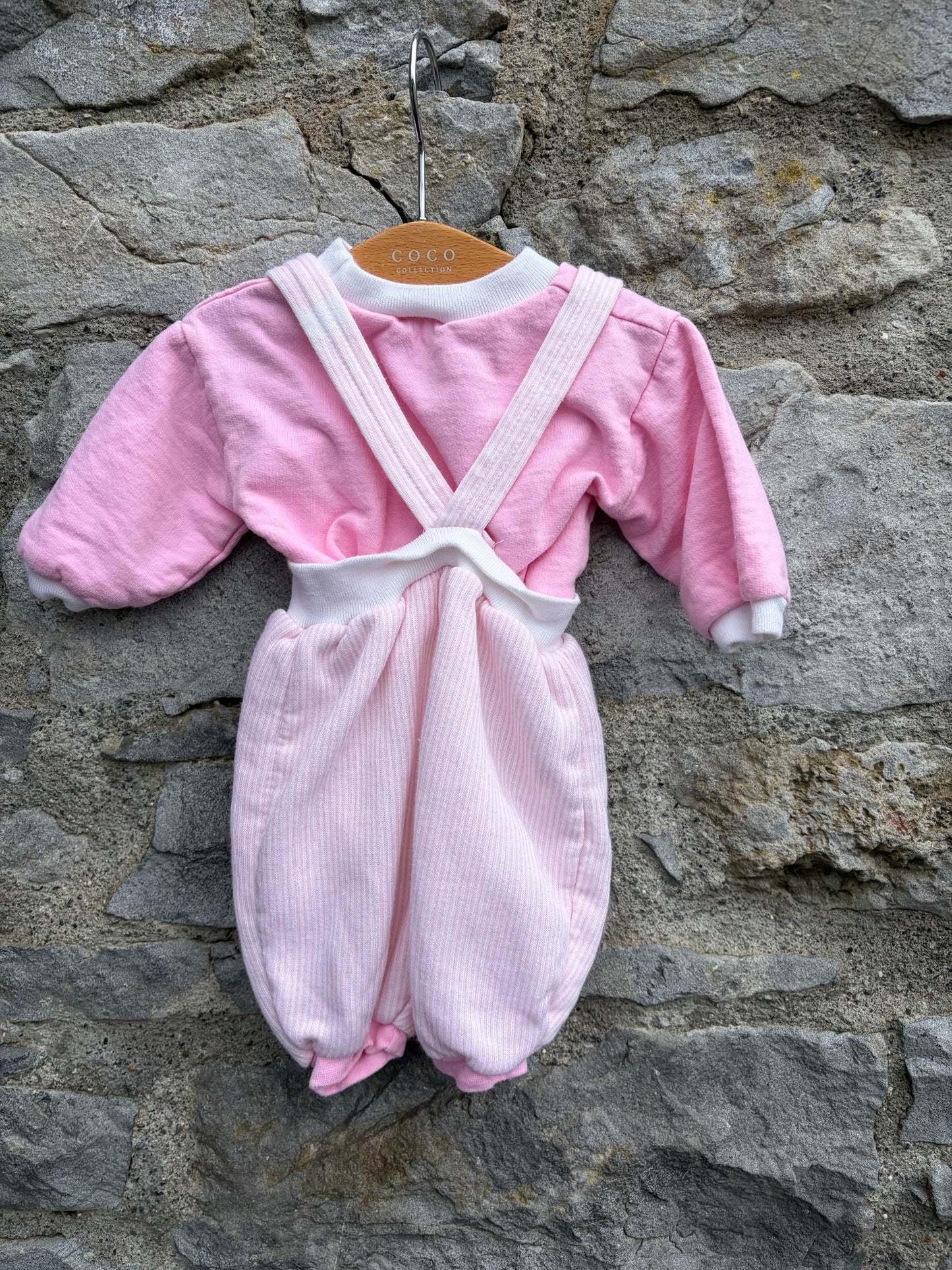 80s pink sweatshirt&dungarees 0-3m (56-62cm)