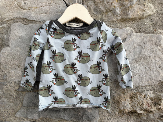 Whales grey top 0-3m (56-62cm)