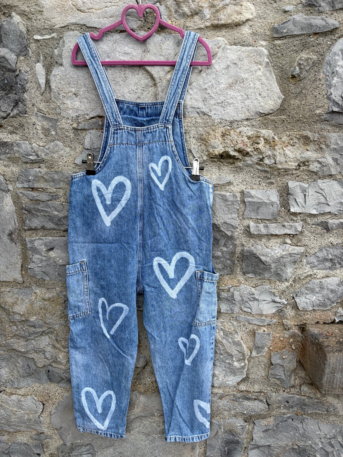 Hearts denim dungarees  9y (134cm)