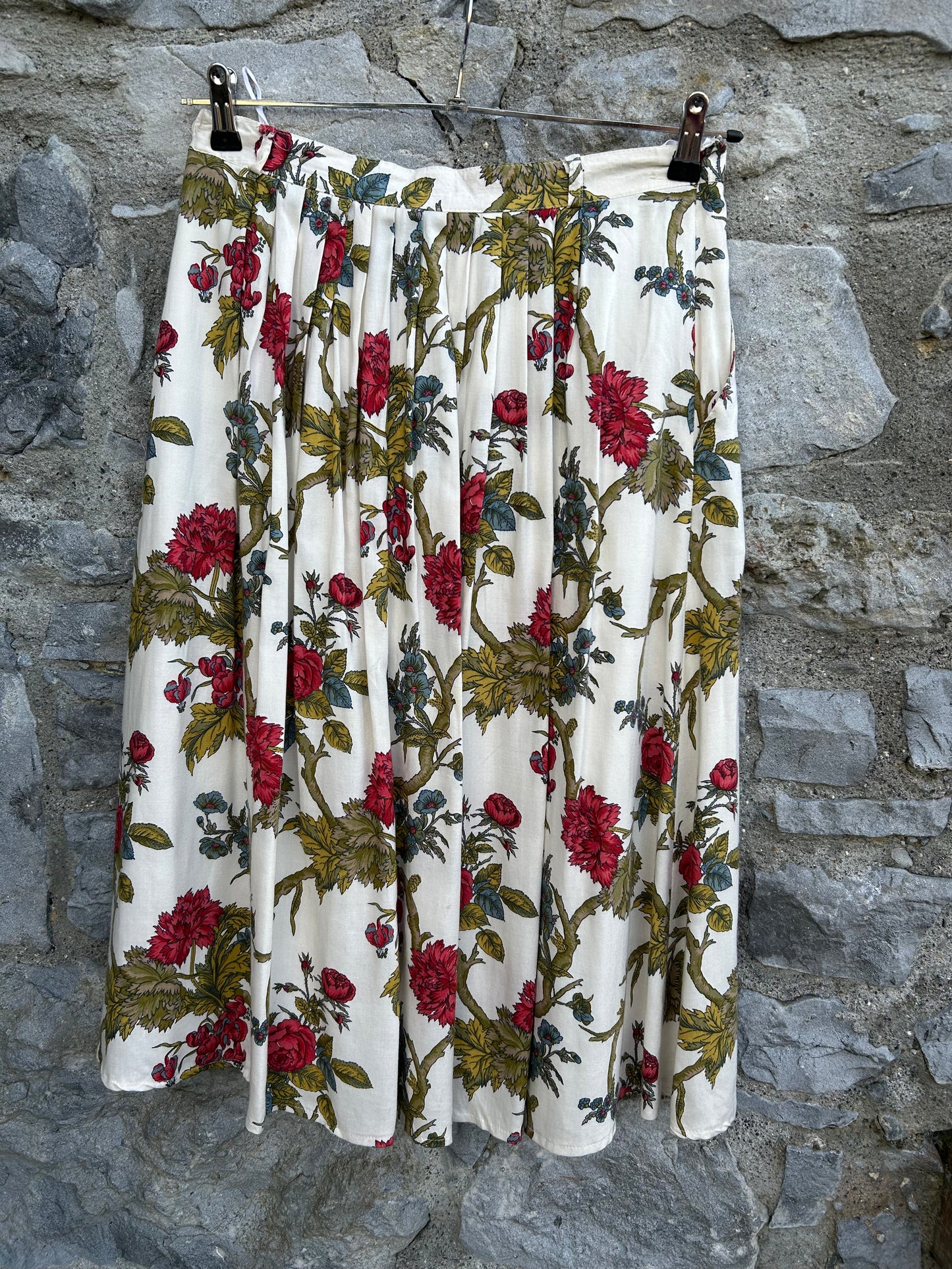 80s floral white skirt uk 10-12