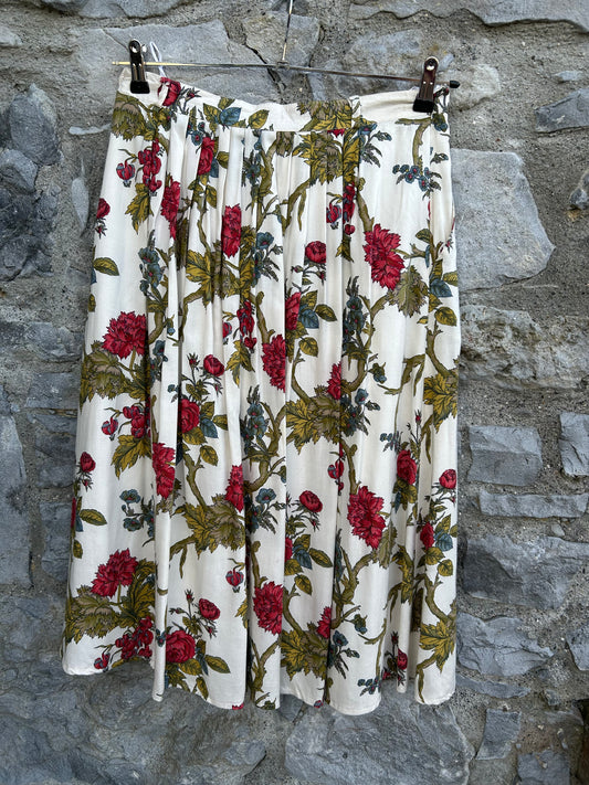 80s floral white skirt uk 10-12
