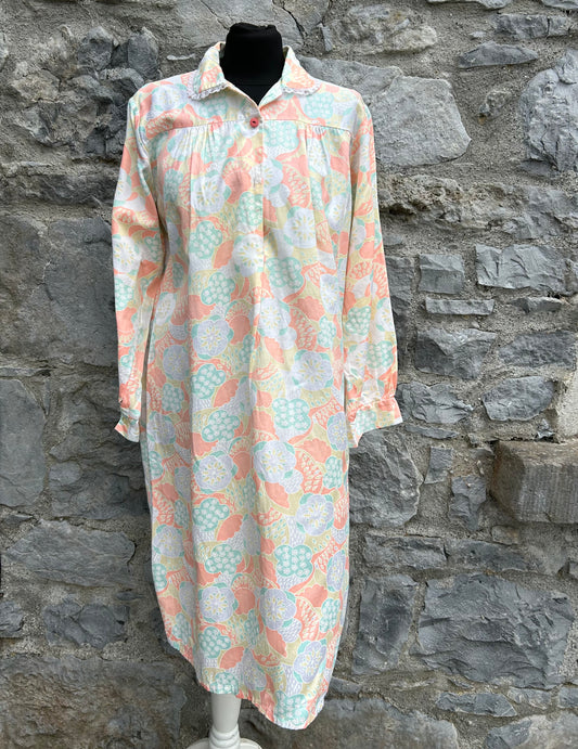 80s floral orange night dress uk 12