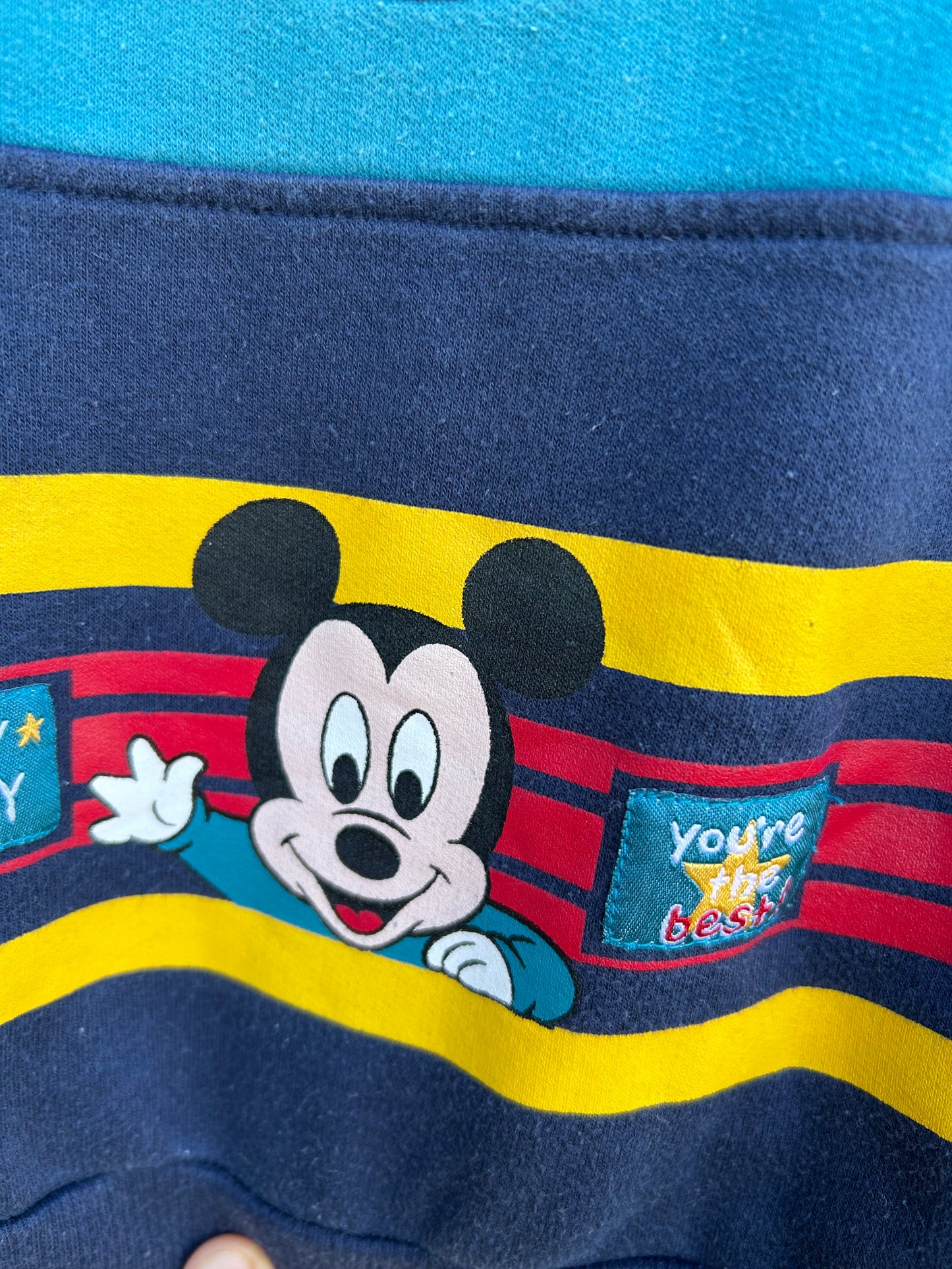 90s Baby Mickey teal&navy sweatshirt  3-6m (62-68cm)