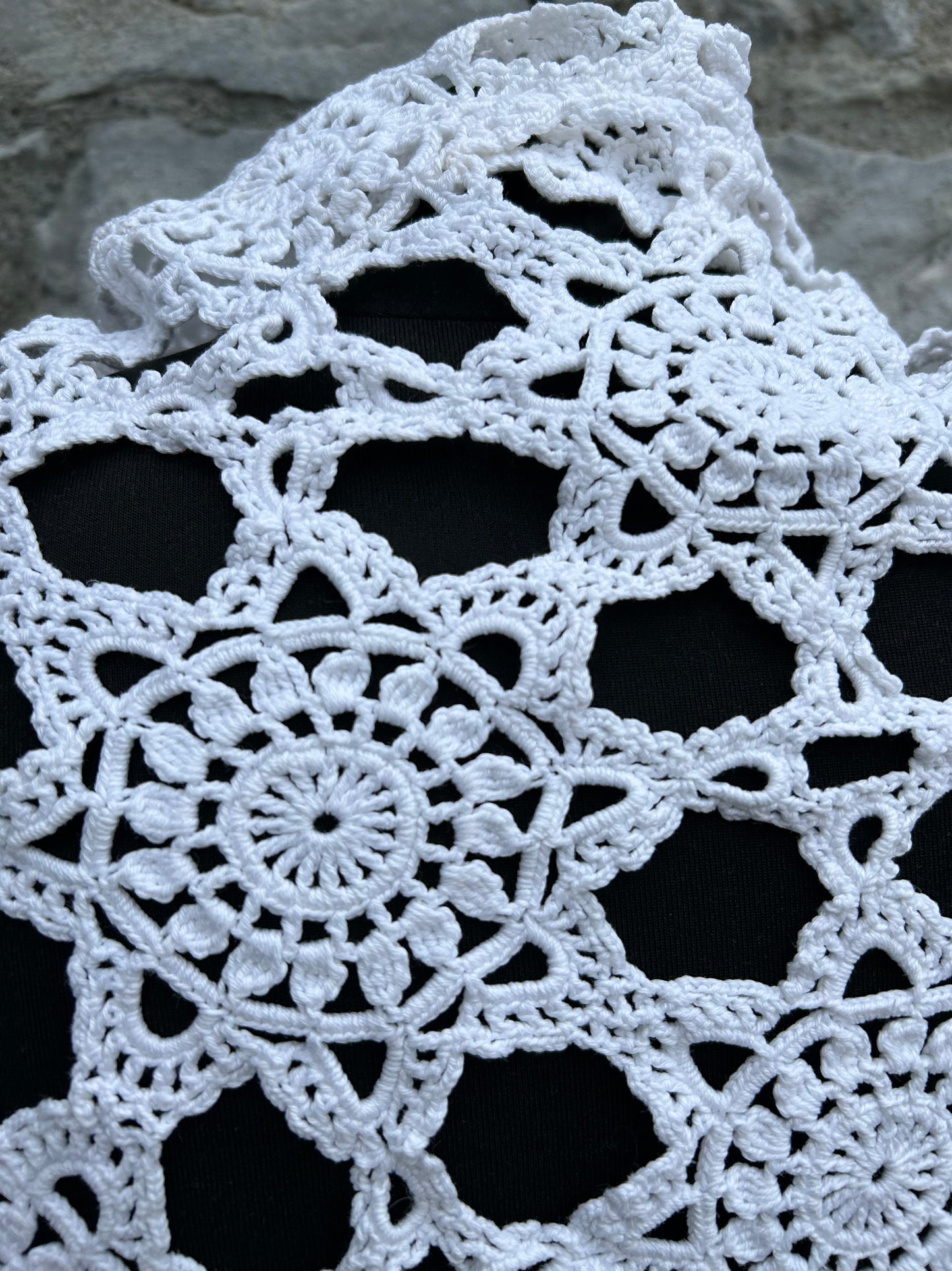 White crochet shawl