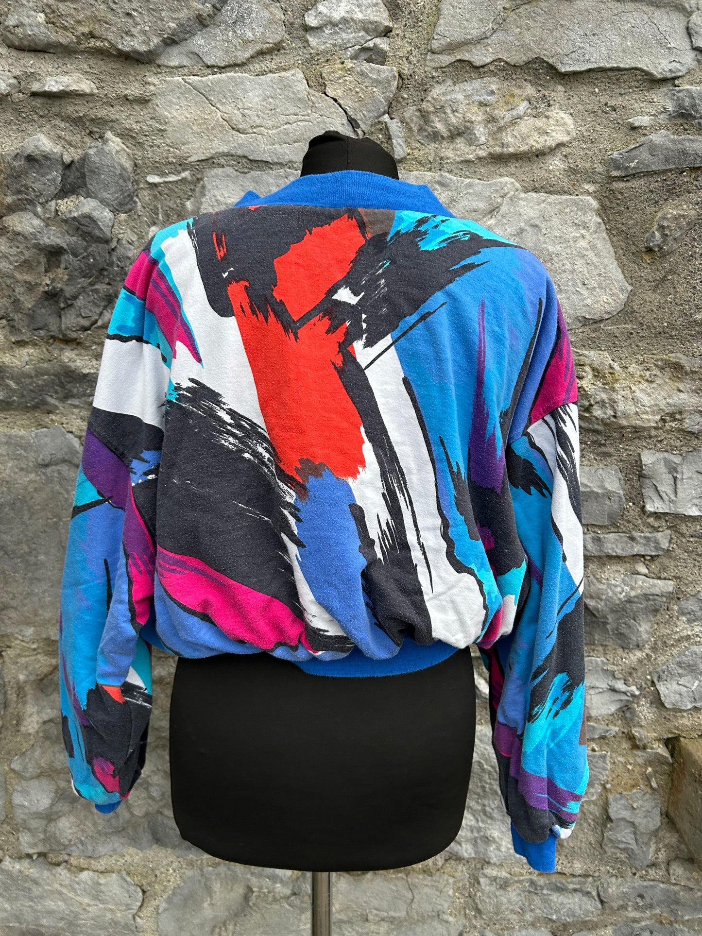 80s rainbow&blue reversible bomber jacket uk 12