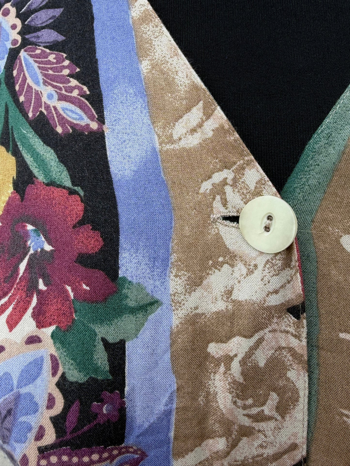 80s brown floral panels blouse uk 14
