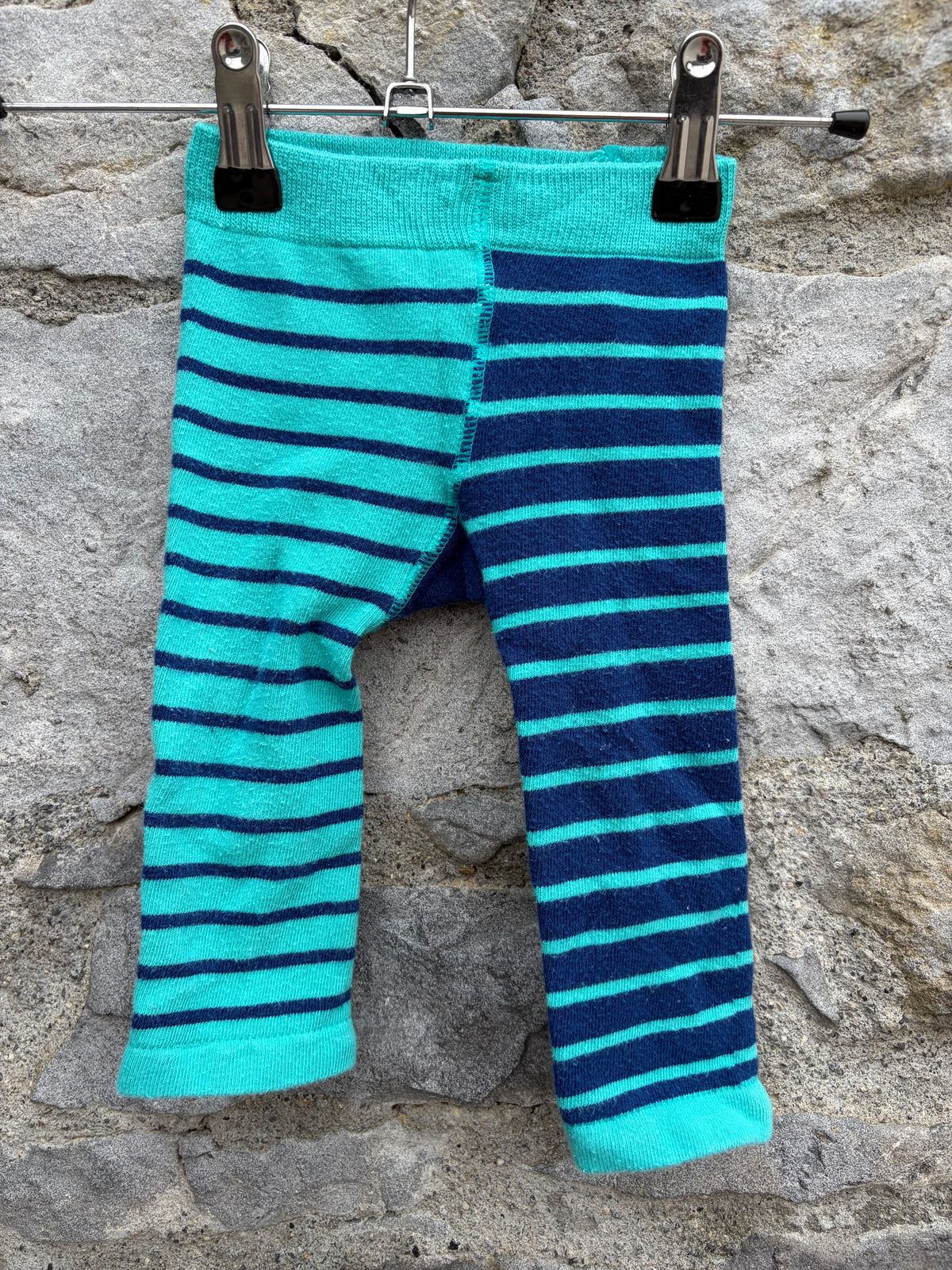 Sheep turquoise stripy leggings 6-9m (68-74cm)