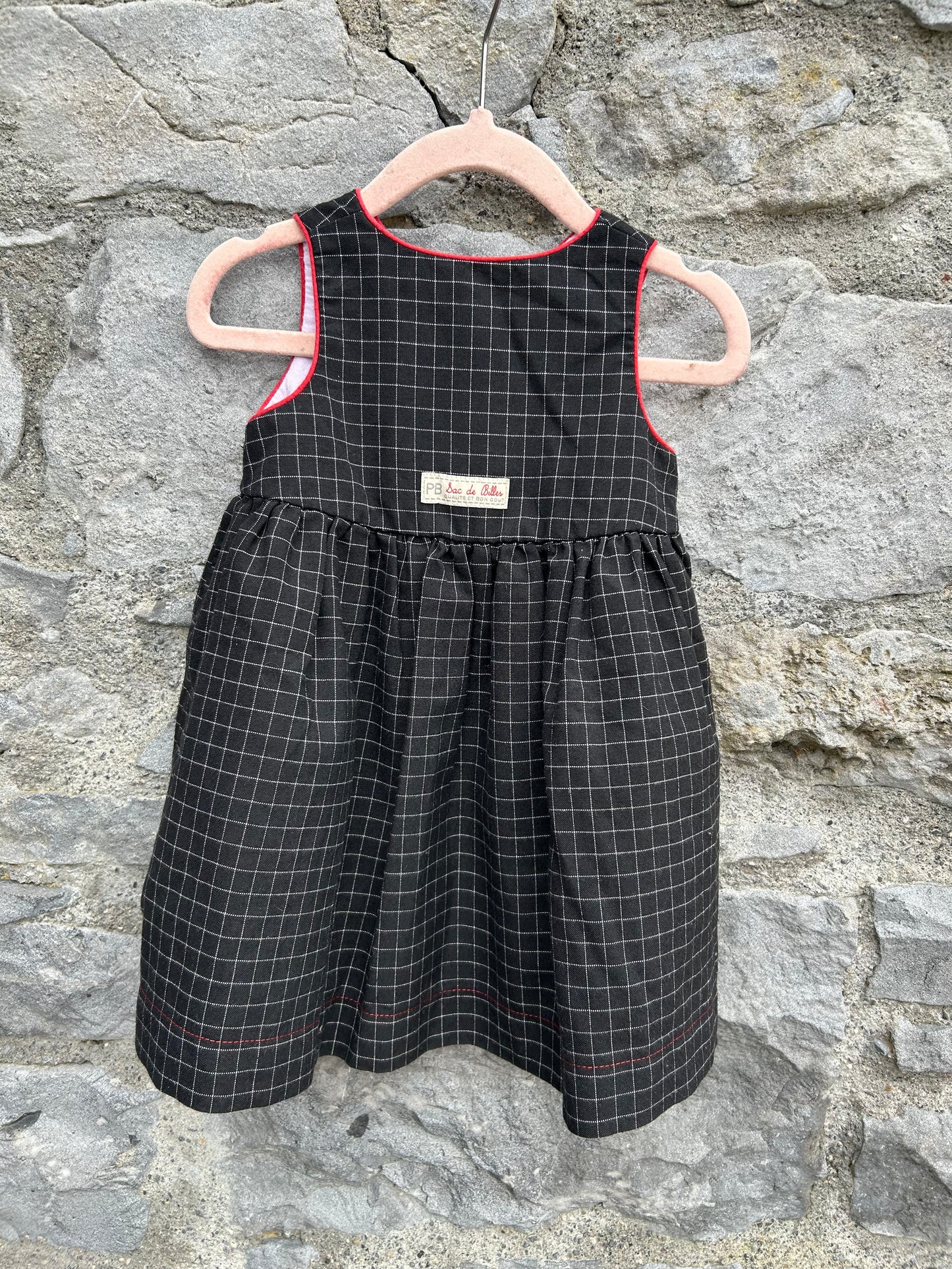 90s black check pinafore  12m (80cm)