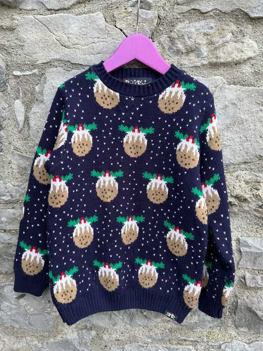 Christmas pudding navy jumper  7-8y (122-128cm)