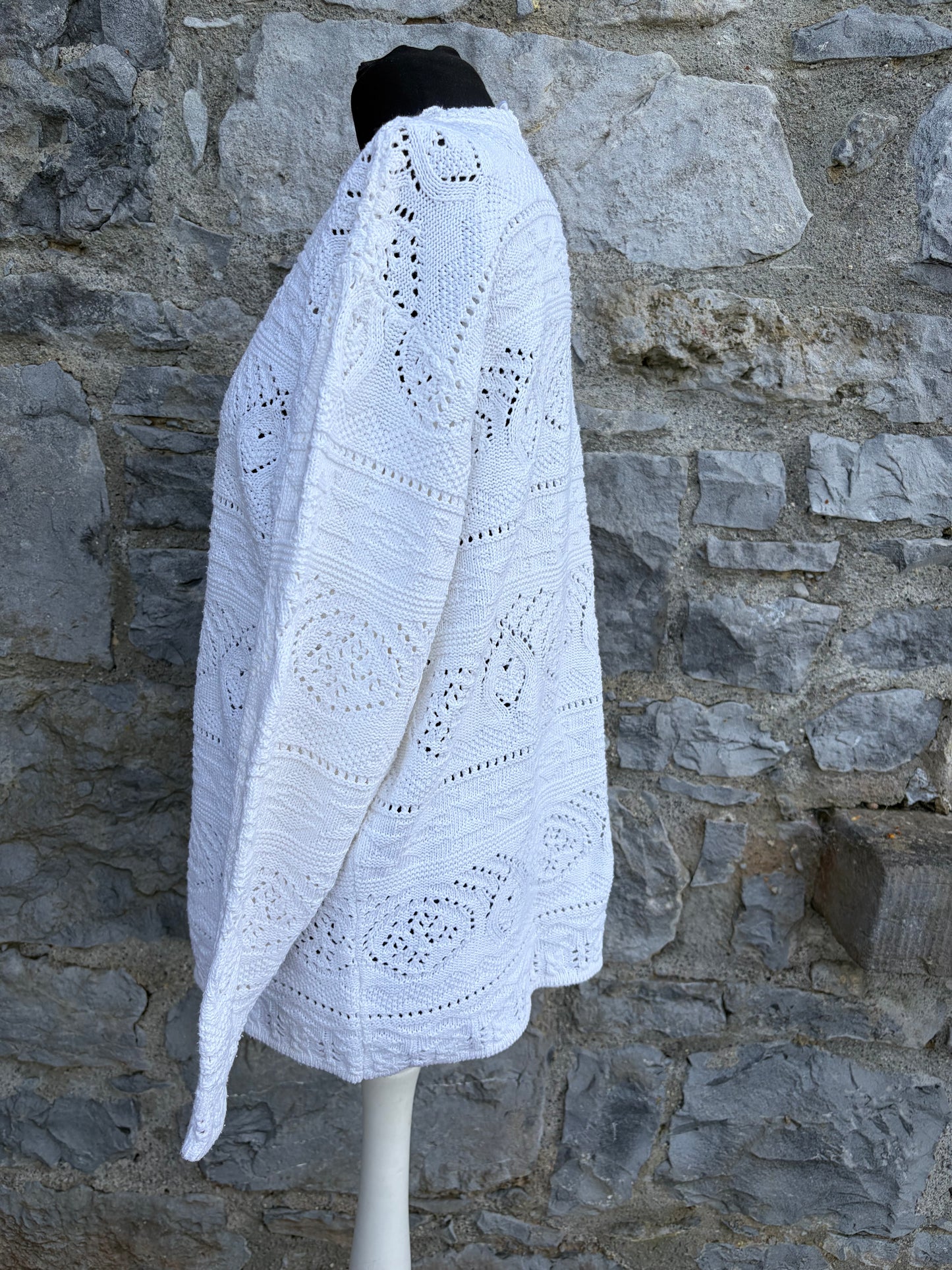 90s white pointelle jumper uk 10-12