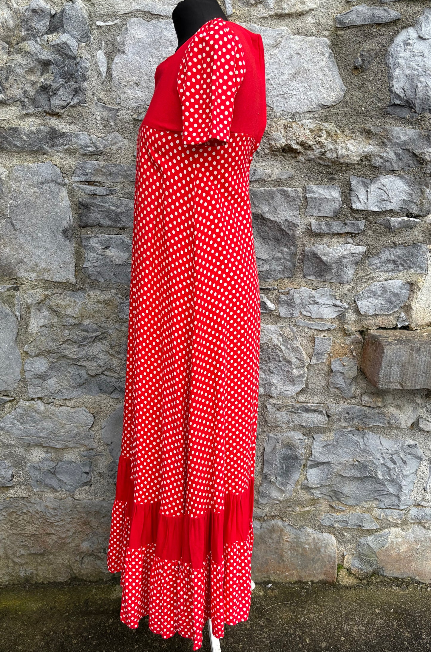70s red polka dots dress uk 4-6