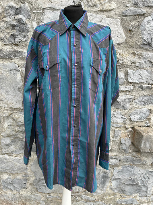 90s green&charcoal shirt Large