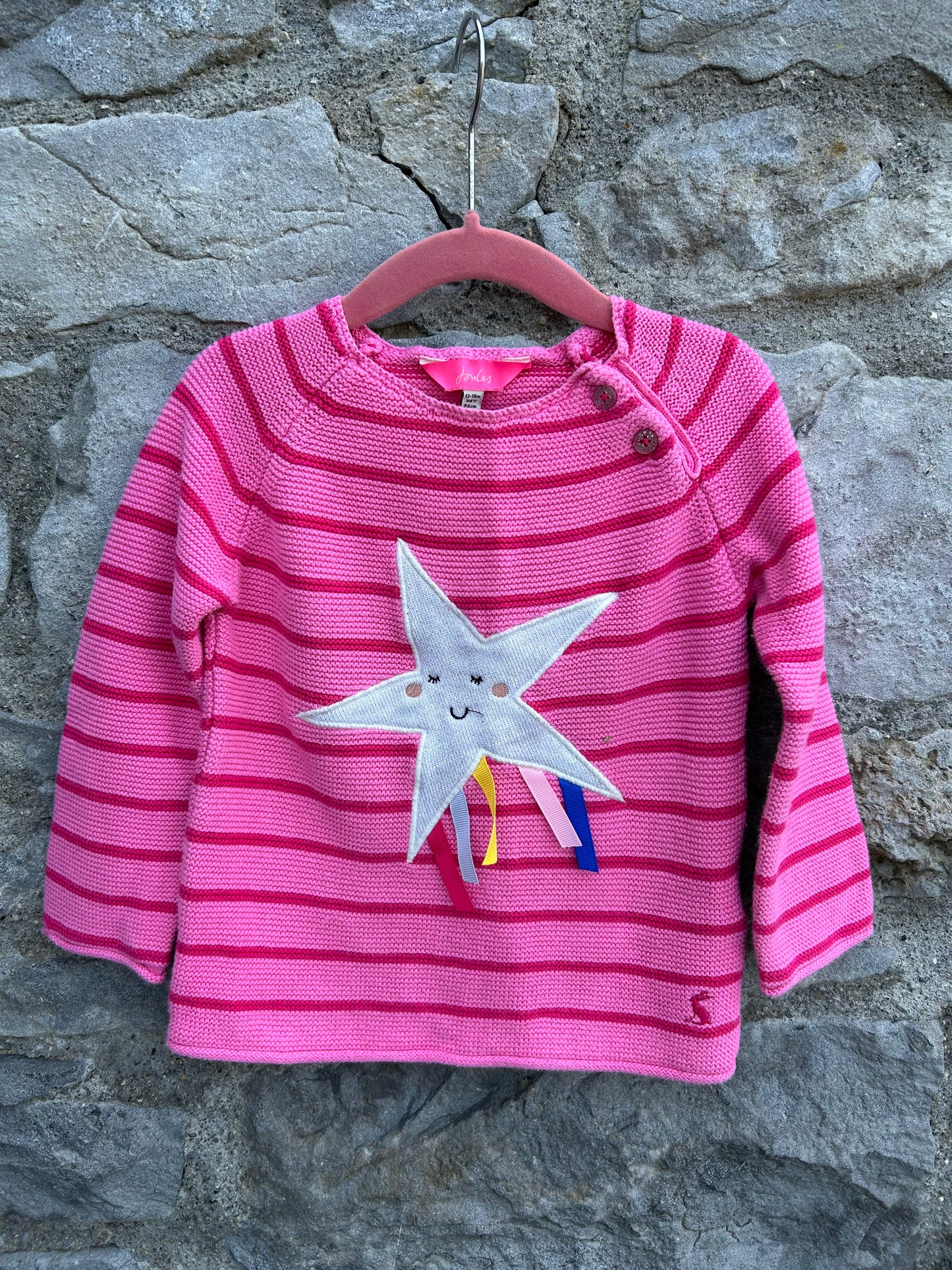 Star pink stripy jumper 12-18m (80-86cm)