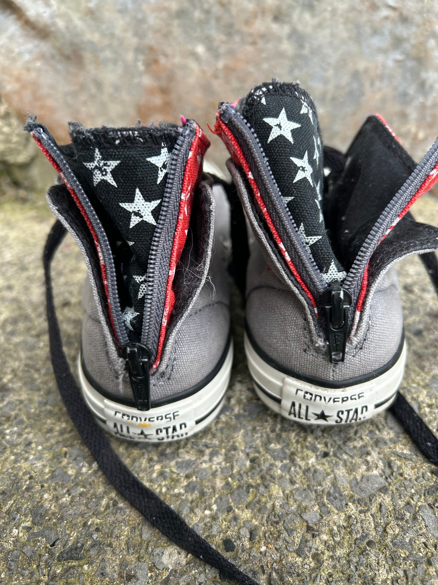 Double tongue grey hi tops trainers  uk 2.5 (eu 35.5)