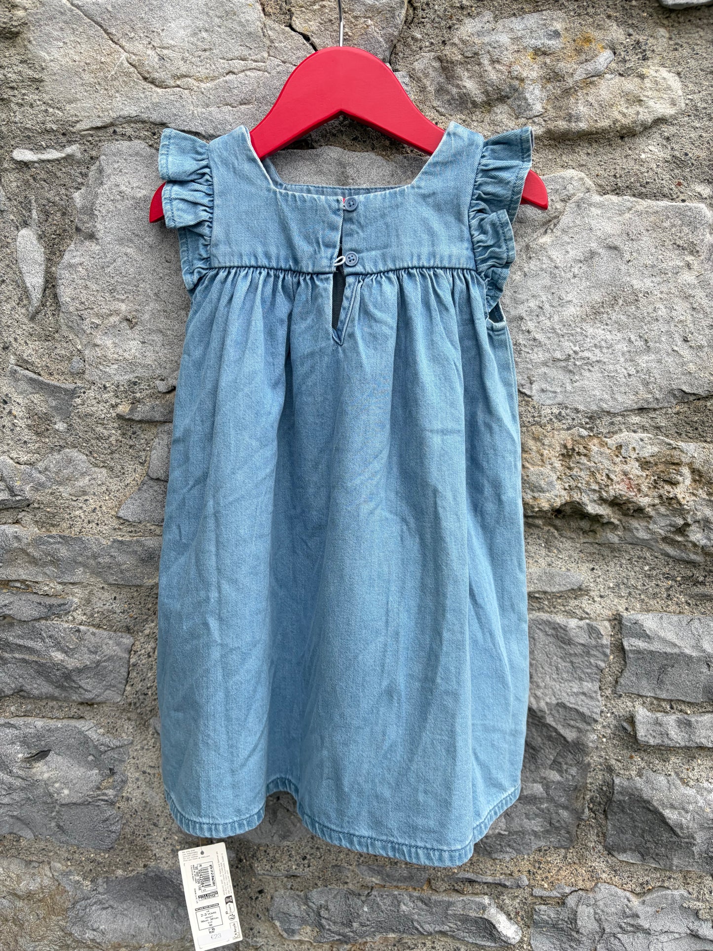 Embroidered denim pinafore  2-3y (92-98cm)
