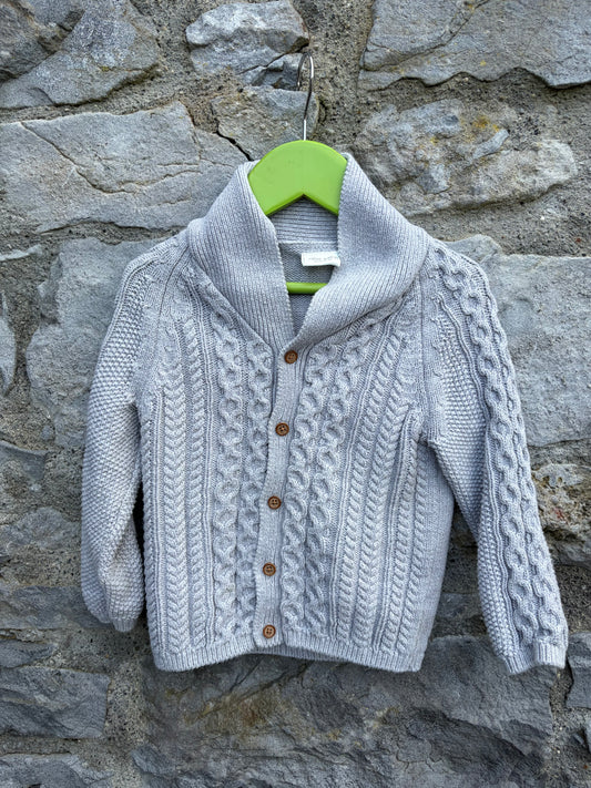 Grey cable knit cardigan  18-24m (86-92cm)