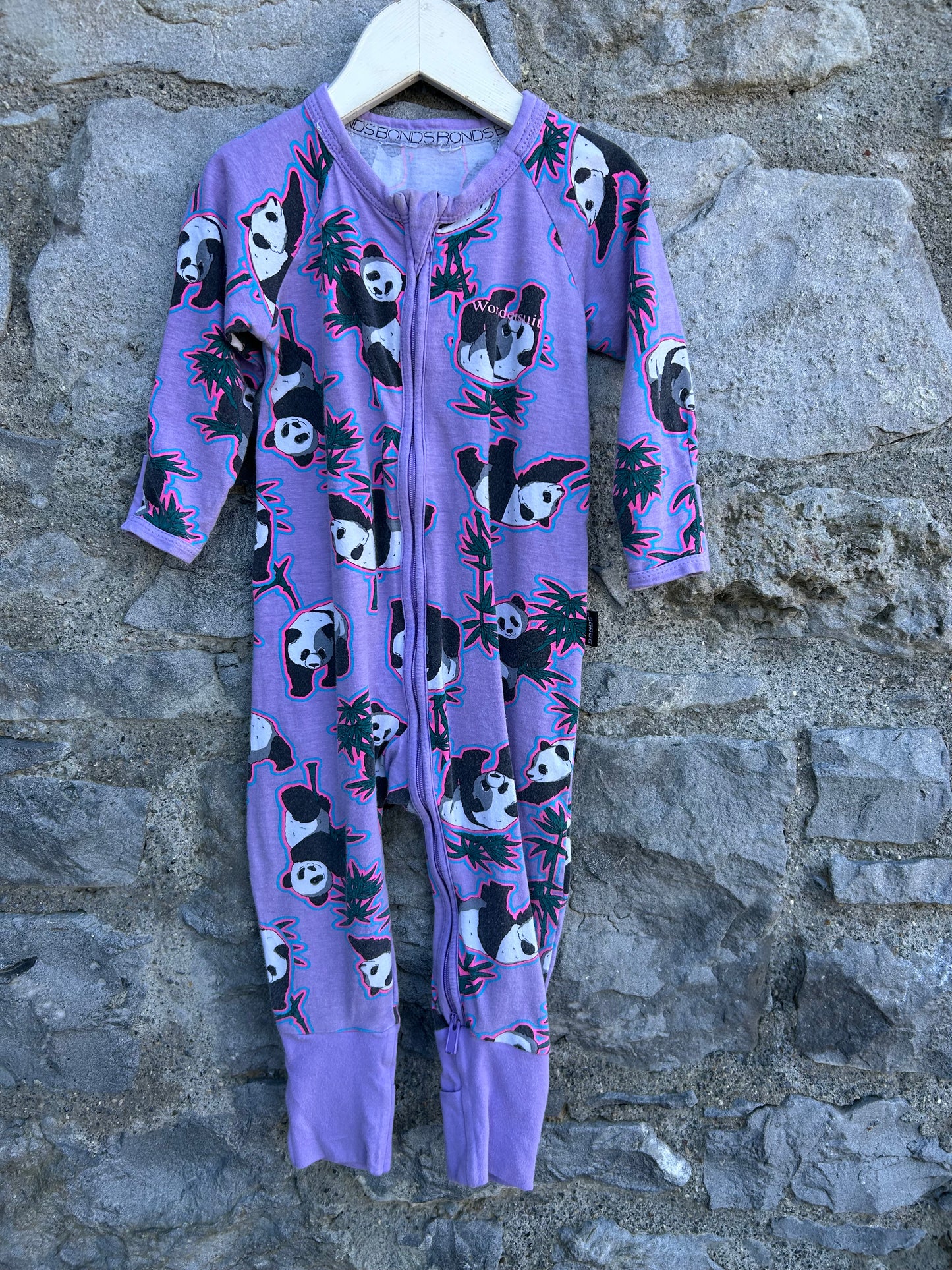 Panda purple onesie 9-12m (74-80cm)