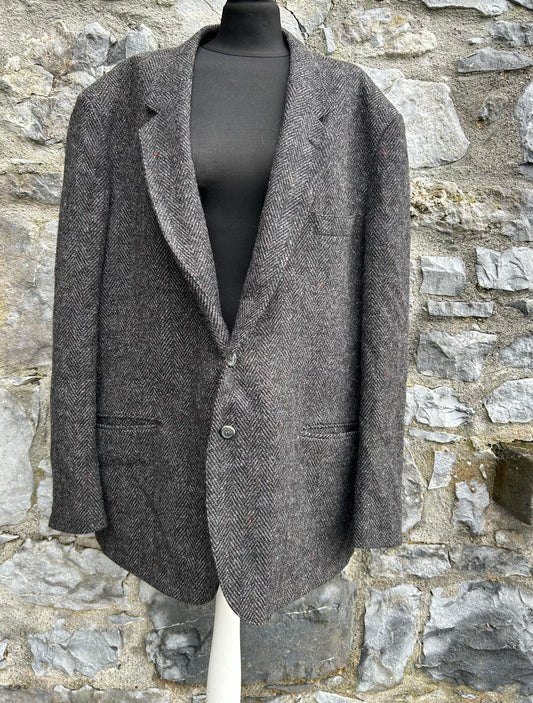 90s grey tweed herringbone jacket XL