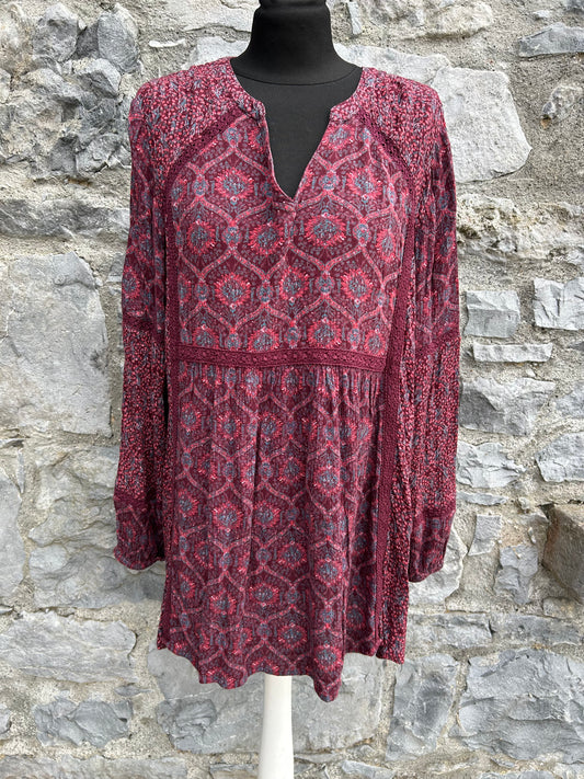 Maroon floral tunic uk 18