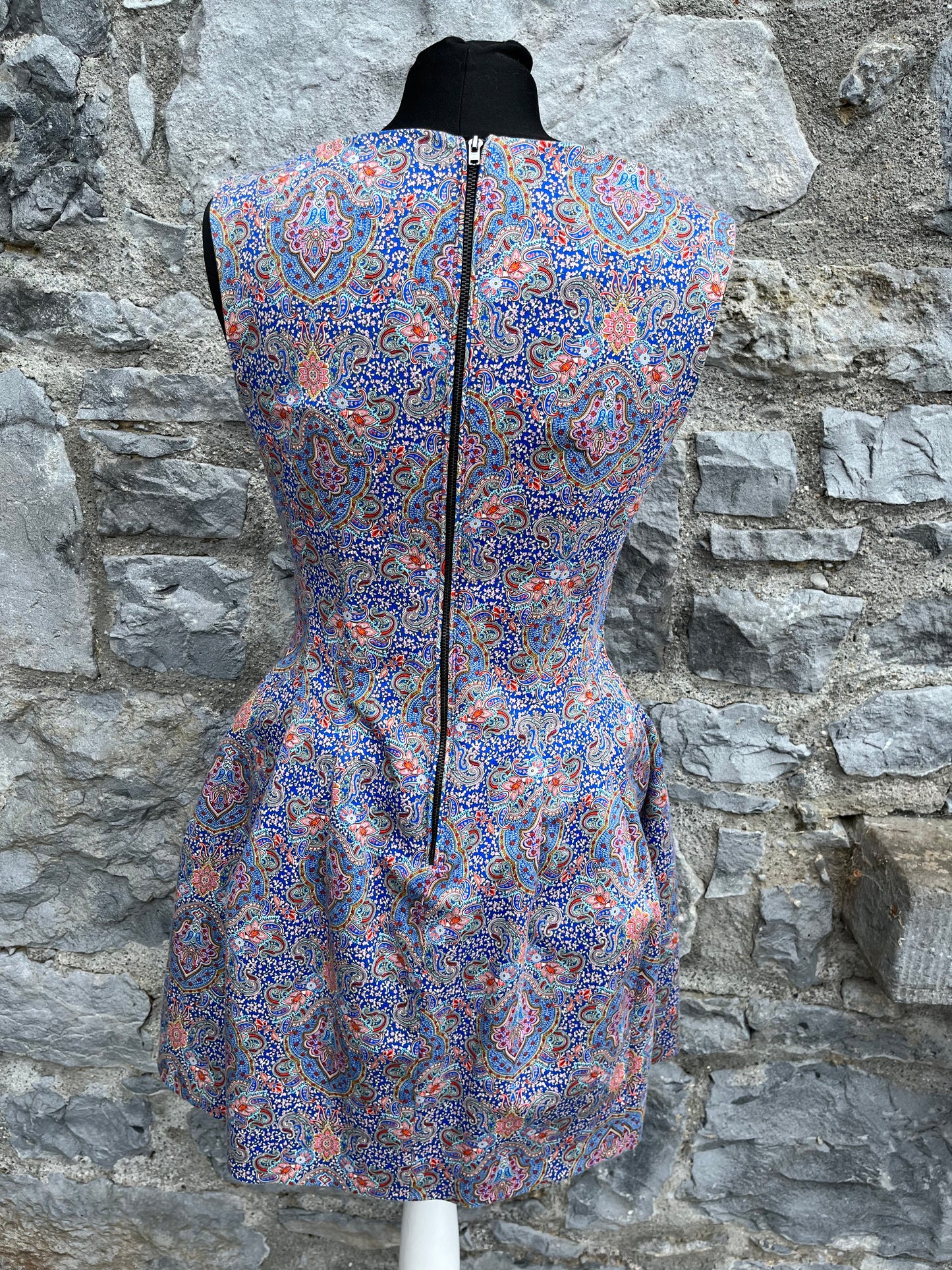 Blue patterned dress uk 8