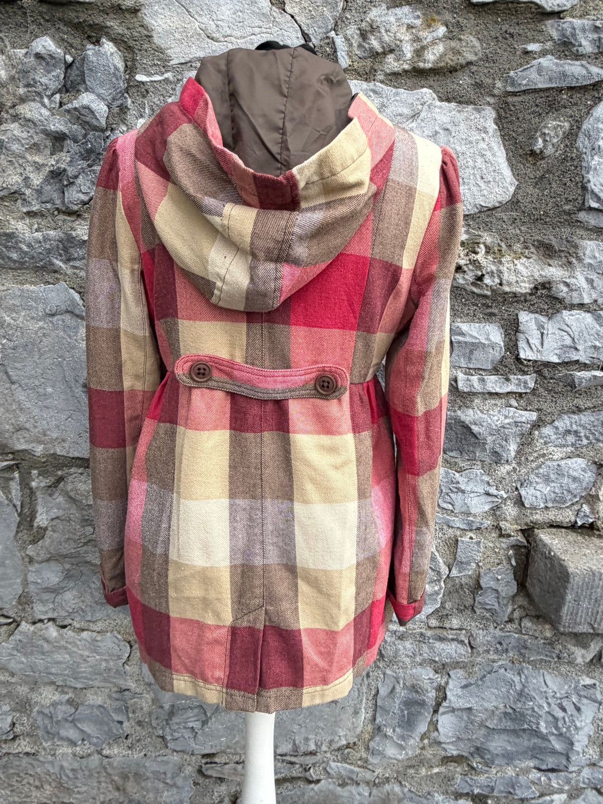 Y2K check hooded coat uk 8-10