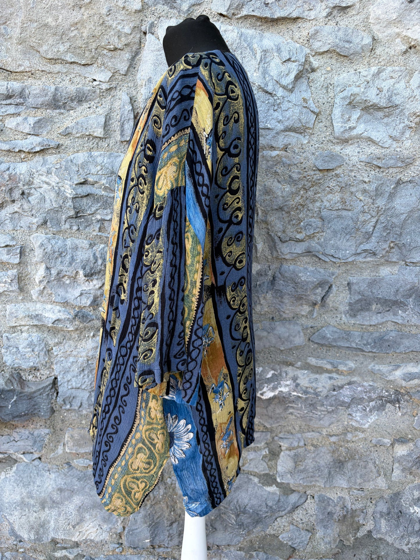 90s Blue&brown panel tunic uk 16-20