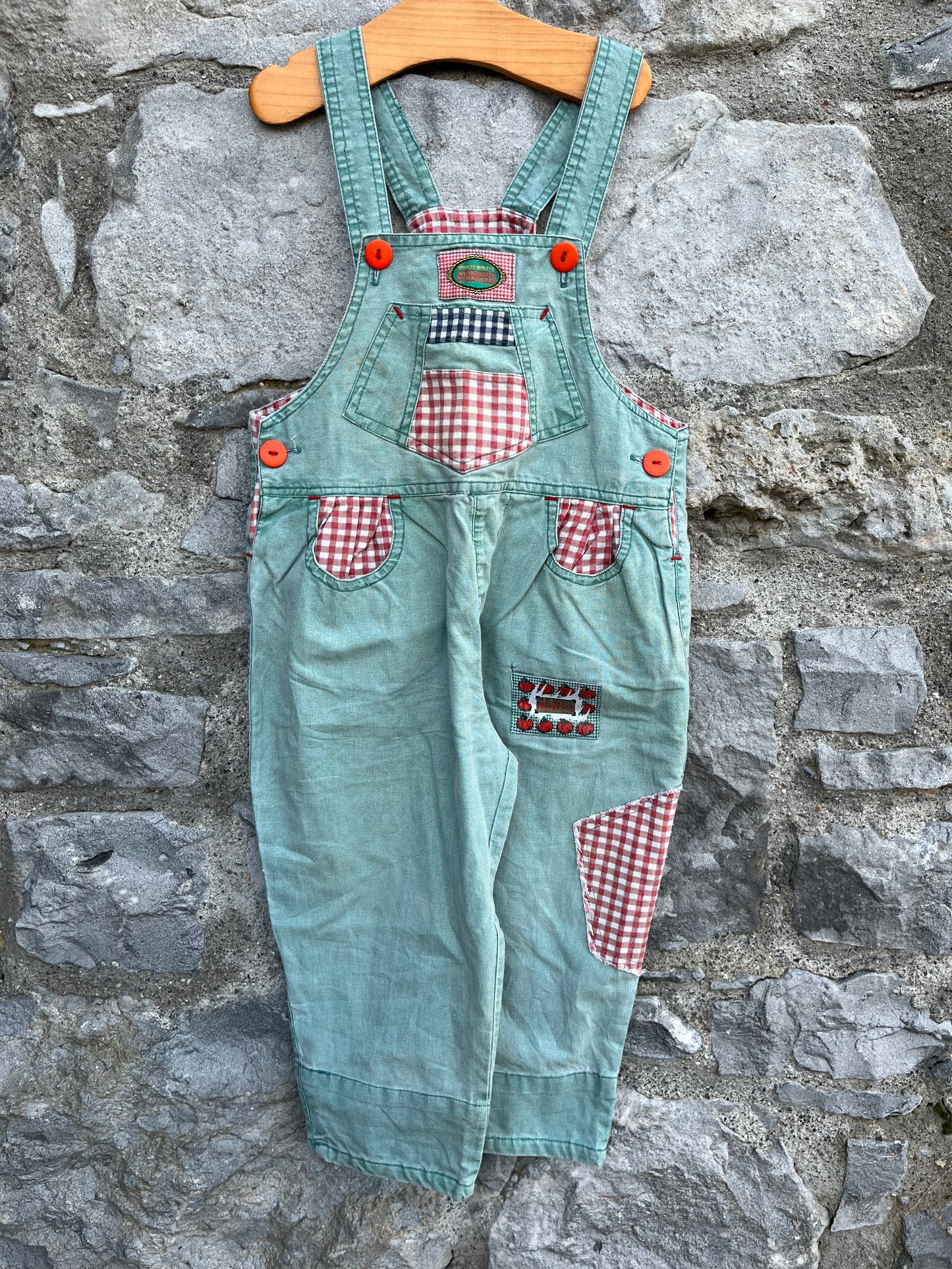 80s green light denim dungarees  2-3y (92-98cm)