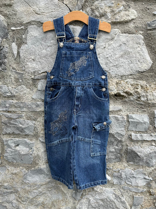 Y2K tiger denim dungarees  12-18m (80-86cm)