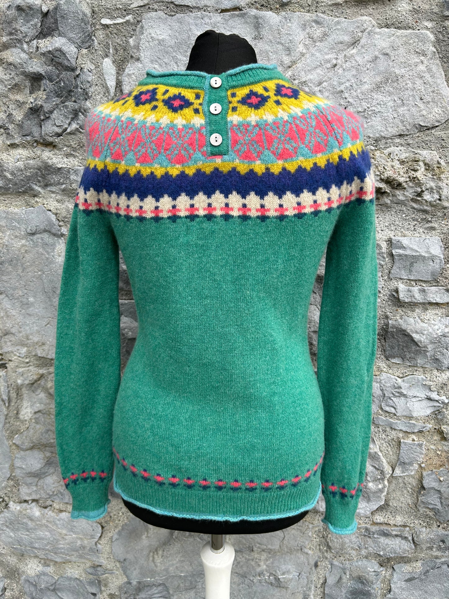 Green Fair Isle style jumper uk 8