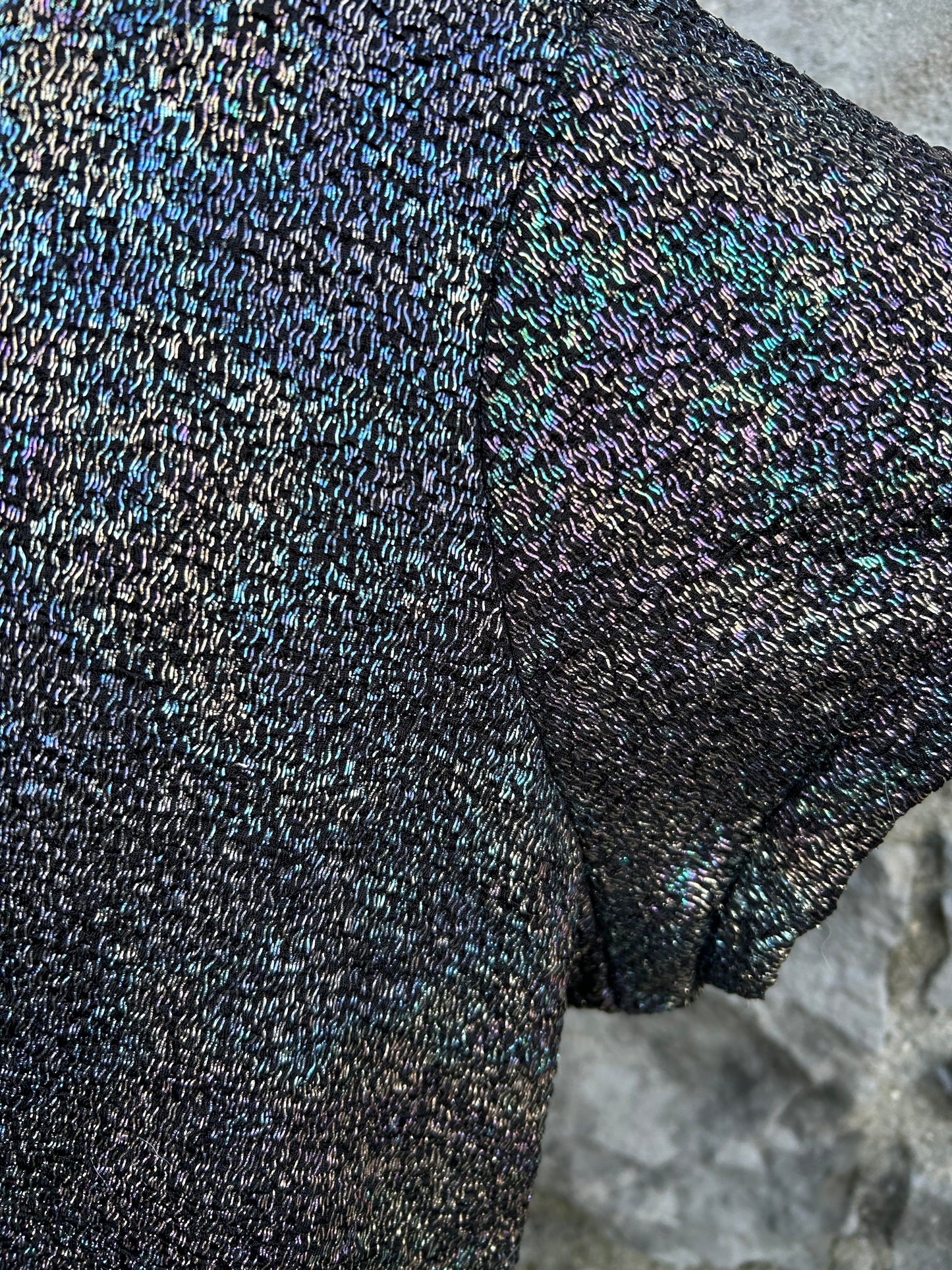 Black iridescent crewneck t-shirt uk 20-22