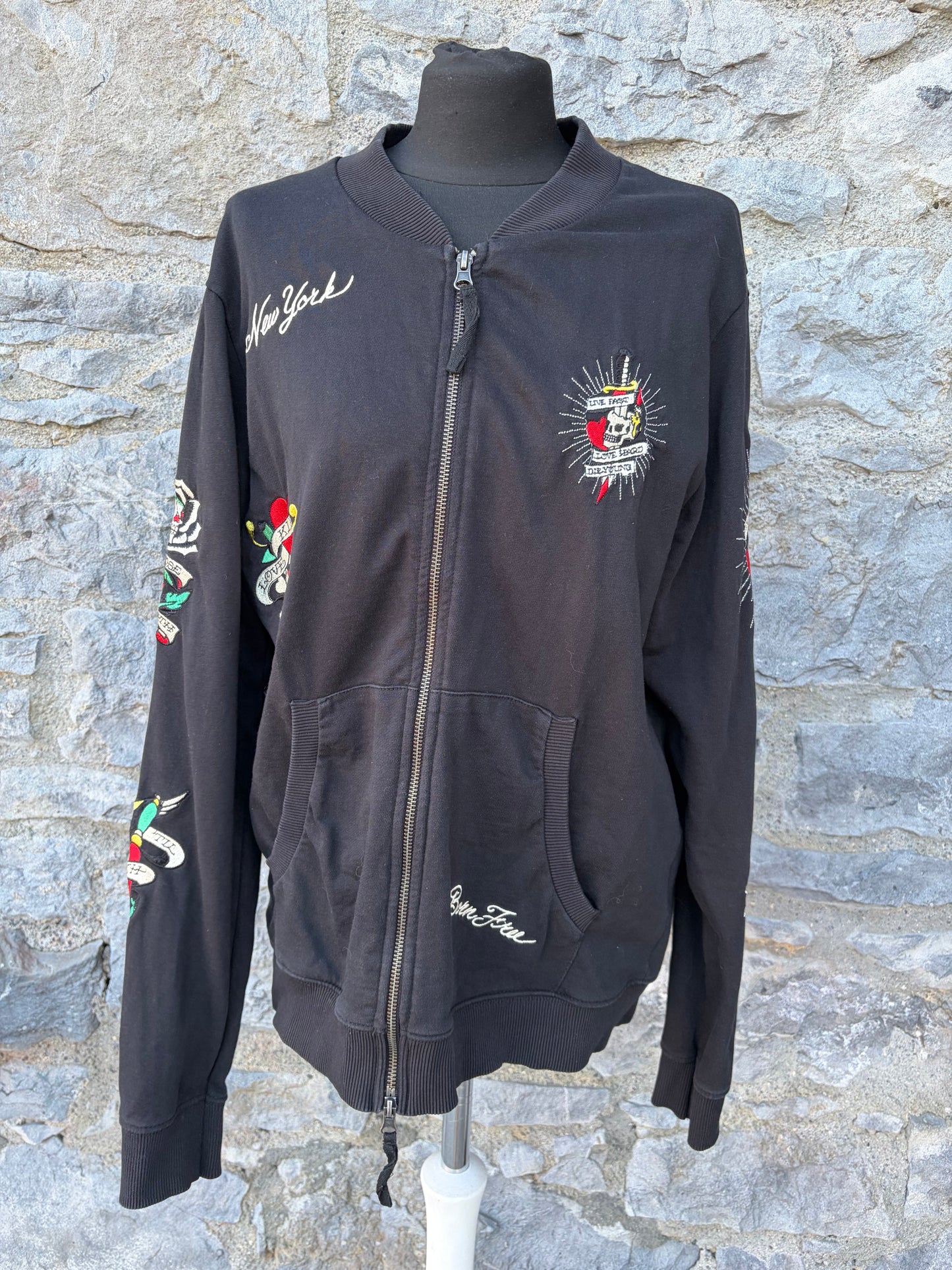Embroidered tattoo graphics bomber jacket Medium