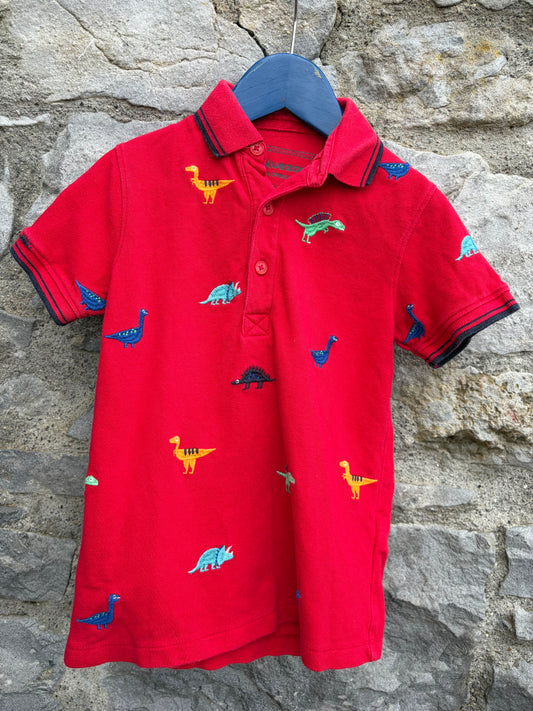 Dinosaurs red polo shirt  4-5y (104-110cm)