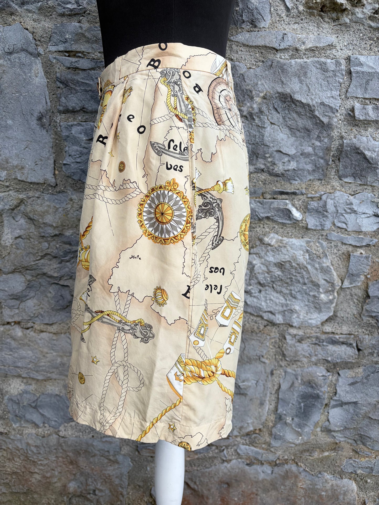 80s beige vintage map shorts uk 8-10