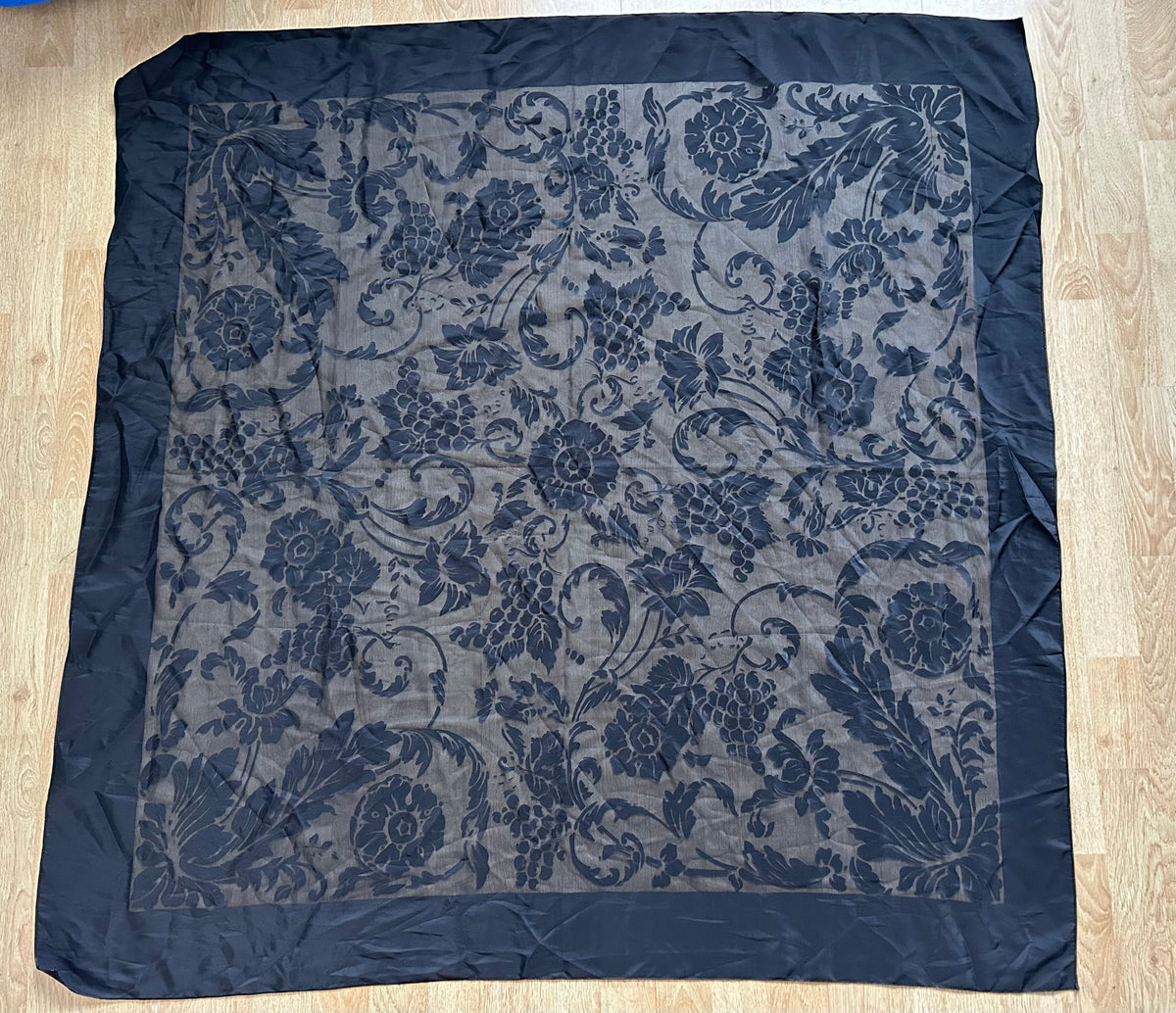 Black velvety flower scarf