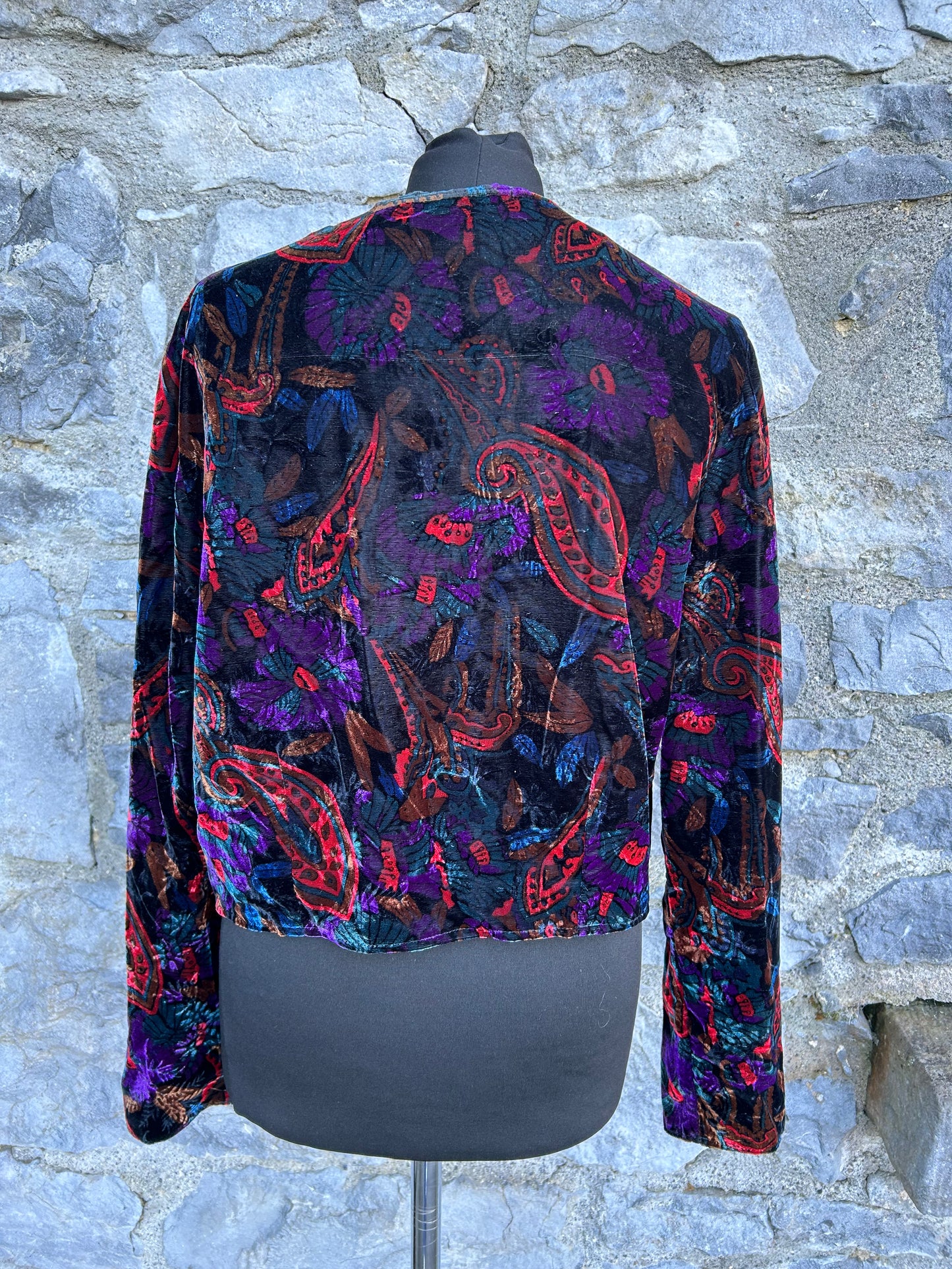 80s floral velour jacket uk 12