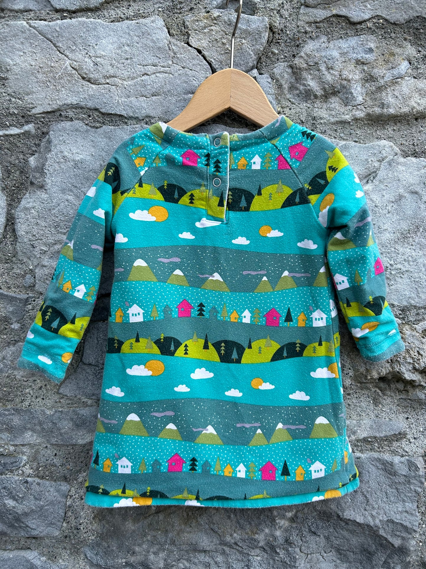 Raccoon&winter landscape reversible dress  6-12m (68-80cm)