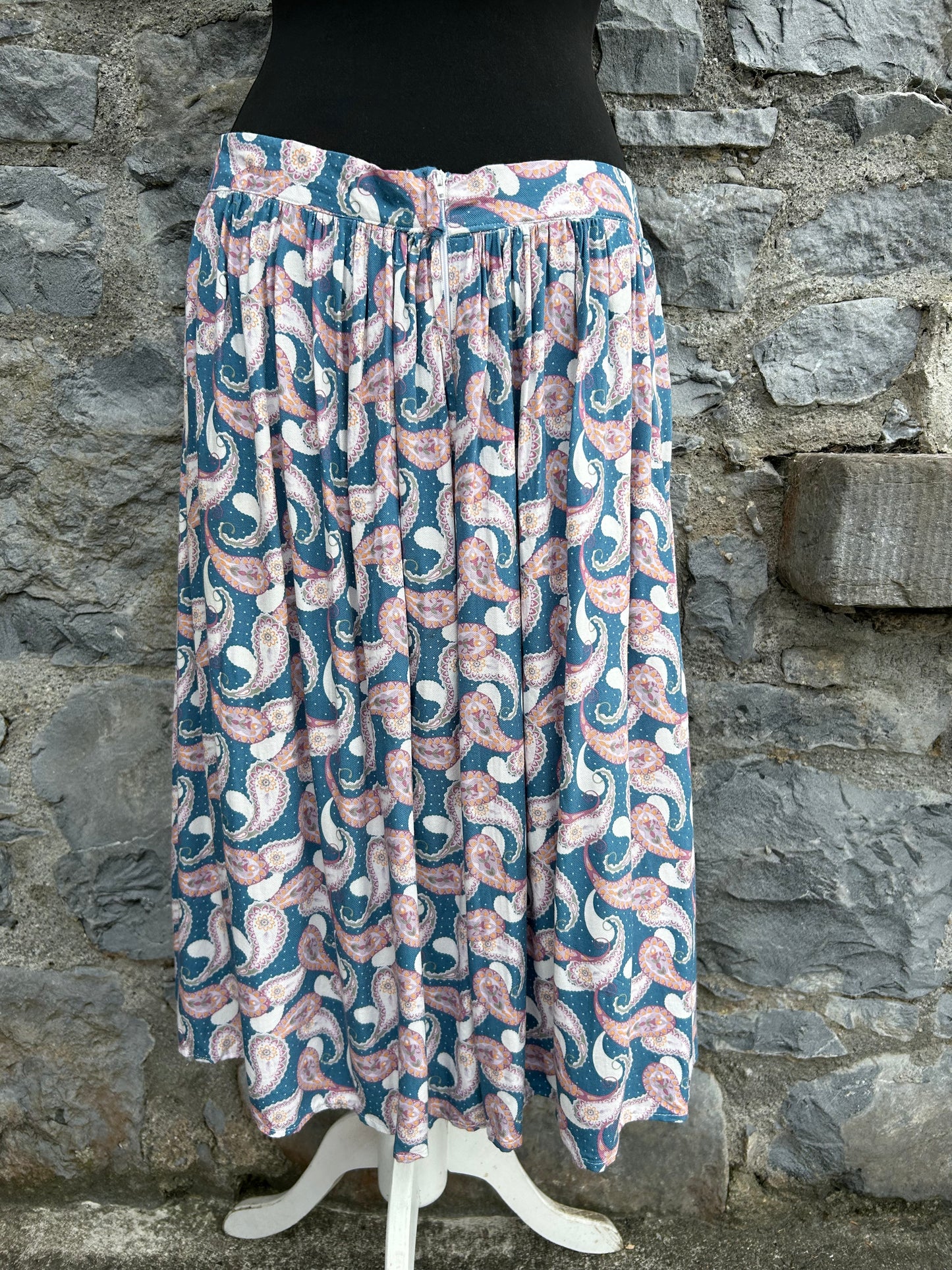 90s Paisley blue skirt uk 14