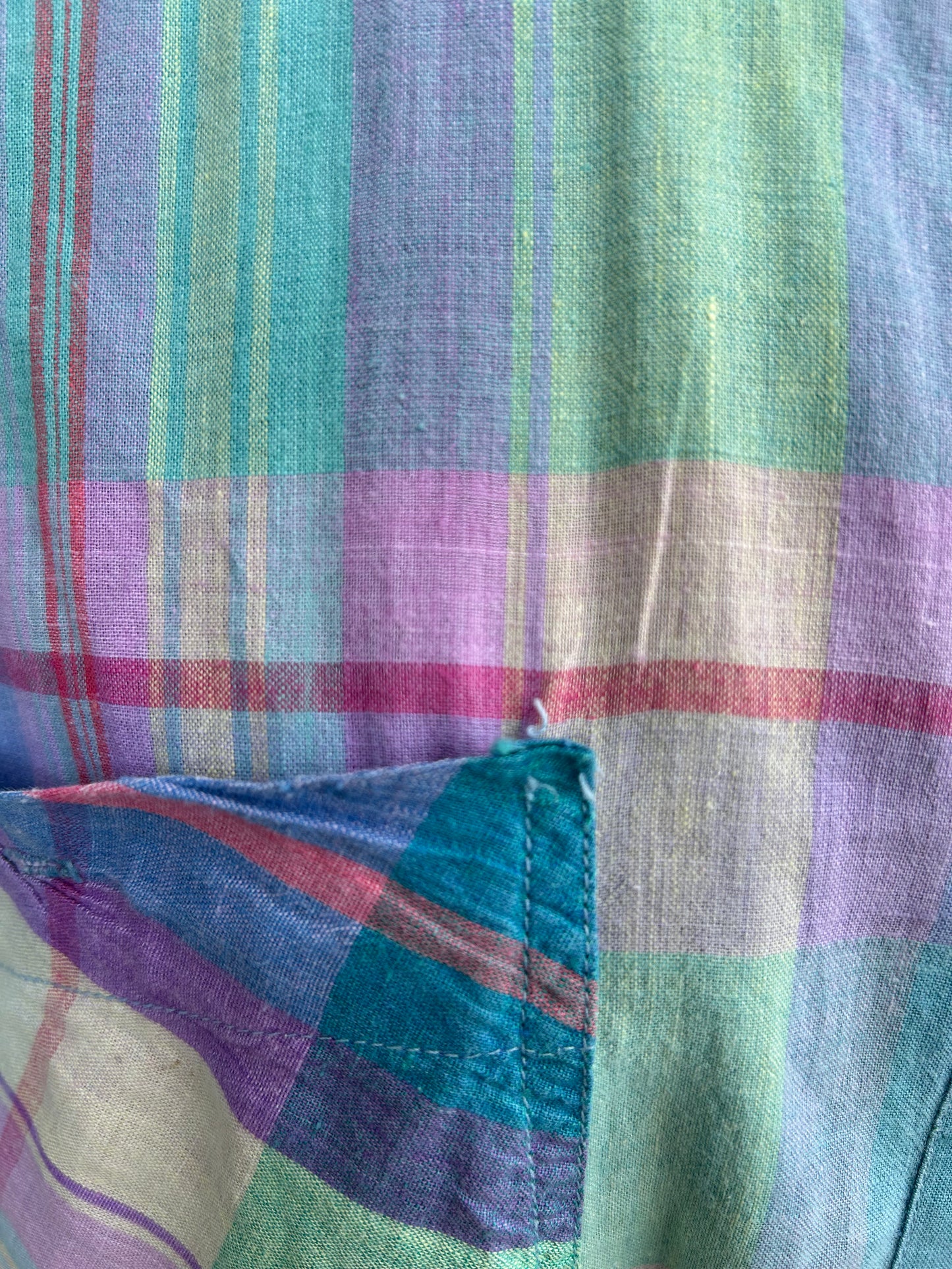 90s colourful check shirt Large